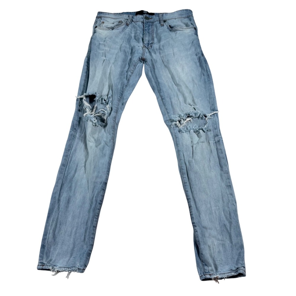 Jordan Craig Ross Jeans Mens 34x32 Light Blue Distressed Slim Tapered Streetwear